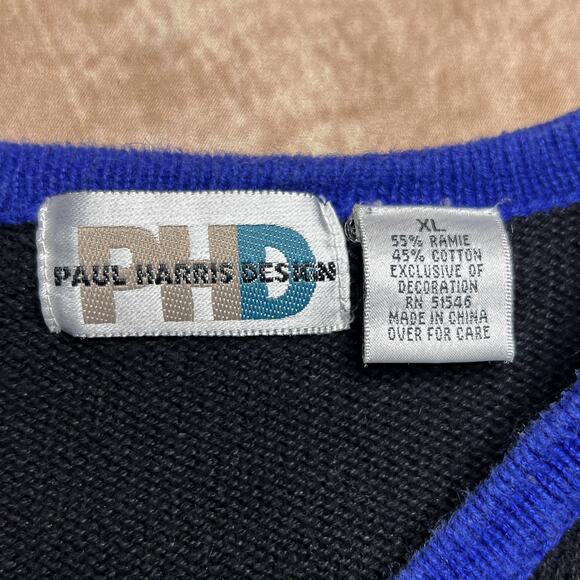 Vintage 90s Paul Harris Design Embroidered Patchwork Christmas Holiday Cardigan - Picture 6 of 8